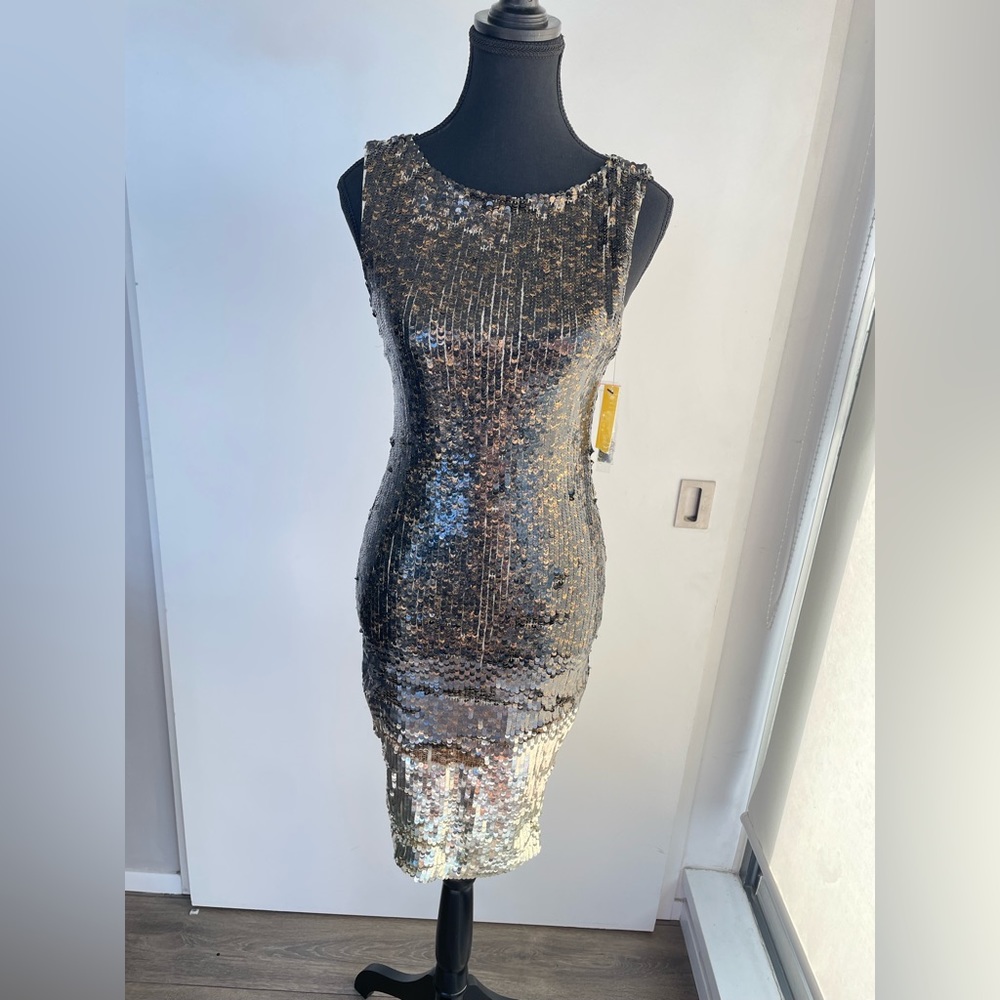 NWT Alice + Olivia Nude Sequin Gradient Dress